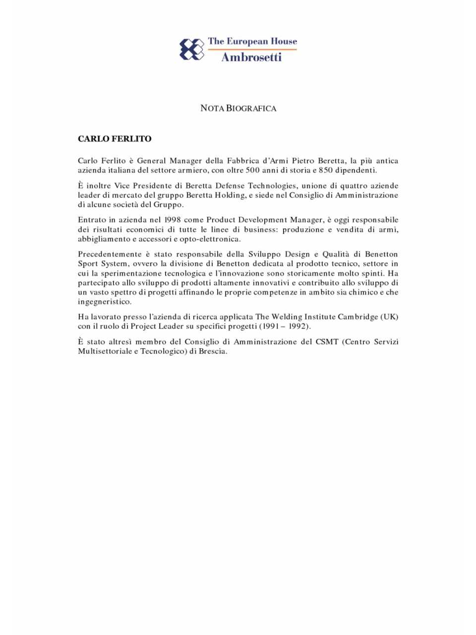 Carlo Ferlito - Nota Biografica