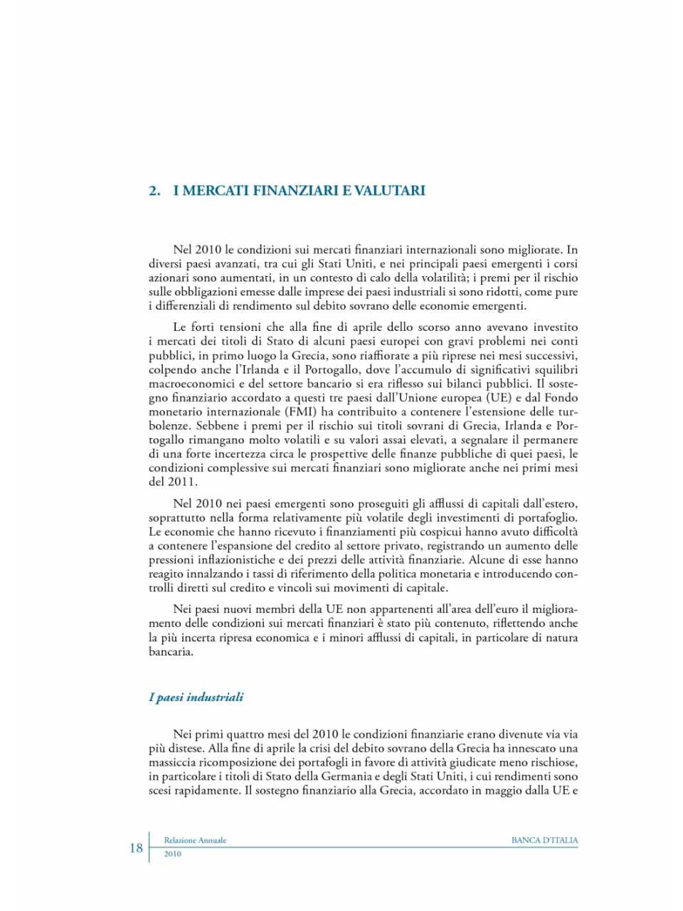 I mercati finanziari e valutari