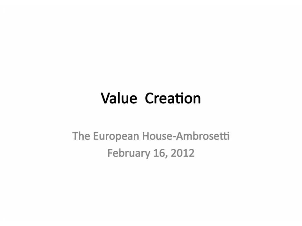 Value Creation
