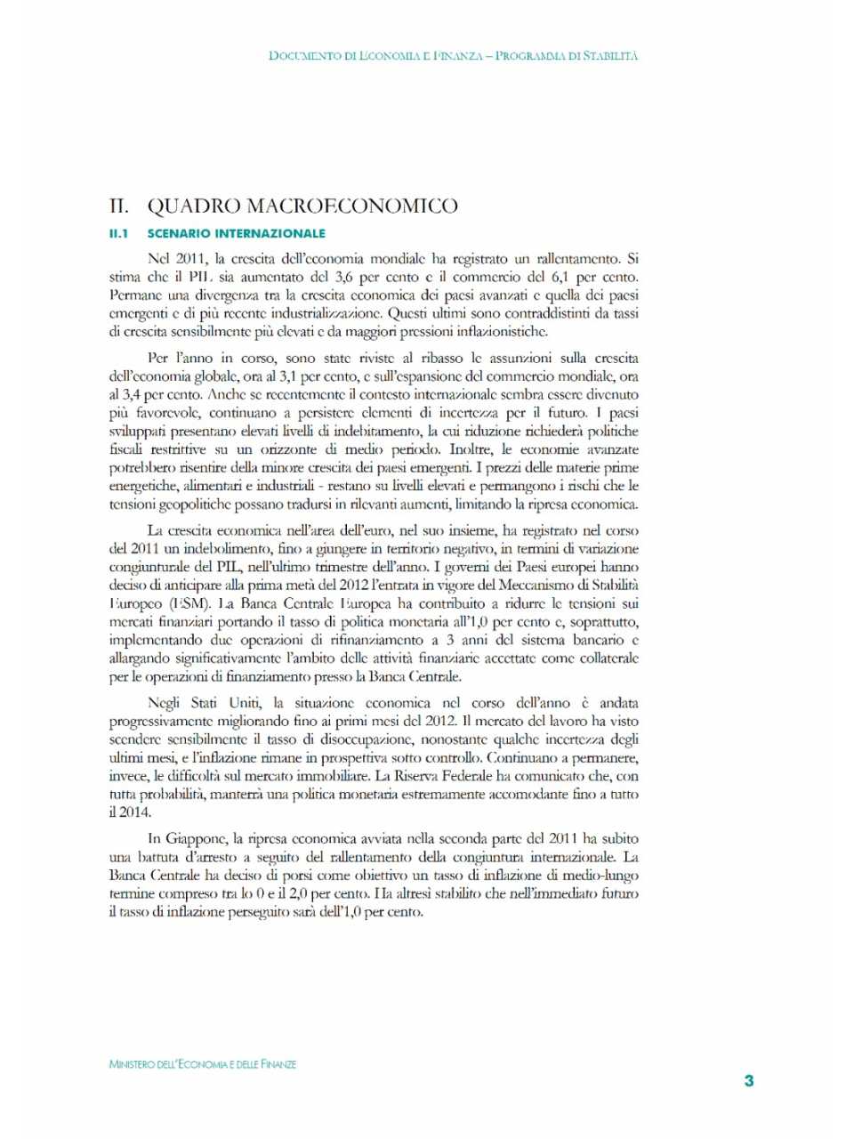 Quadro macroeconomico