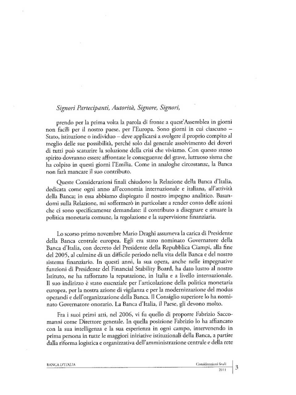 Considerazioni finali del Governatore della Banca d'Italia