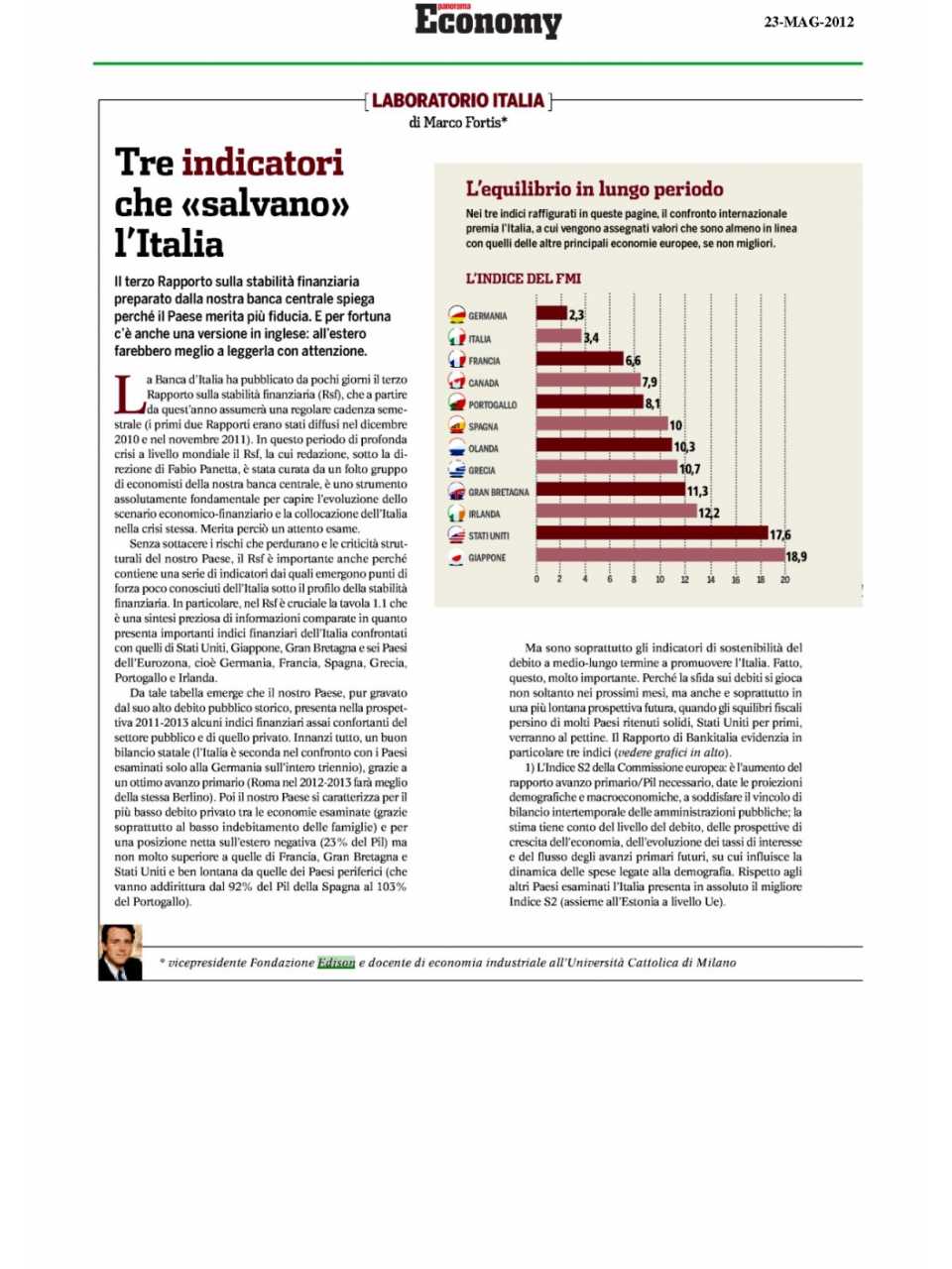Tre indicatori che salvano l'Italia