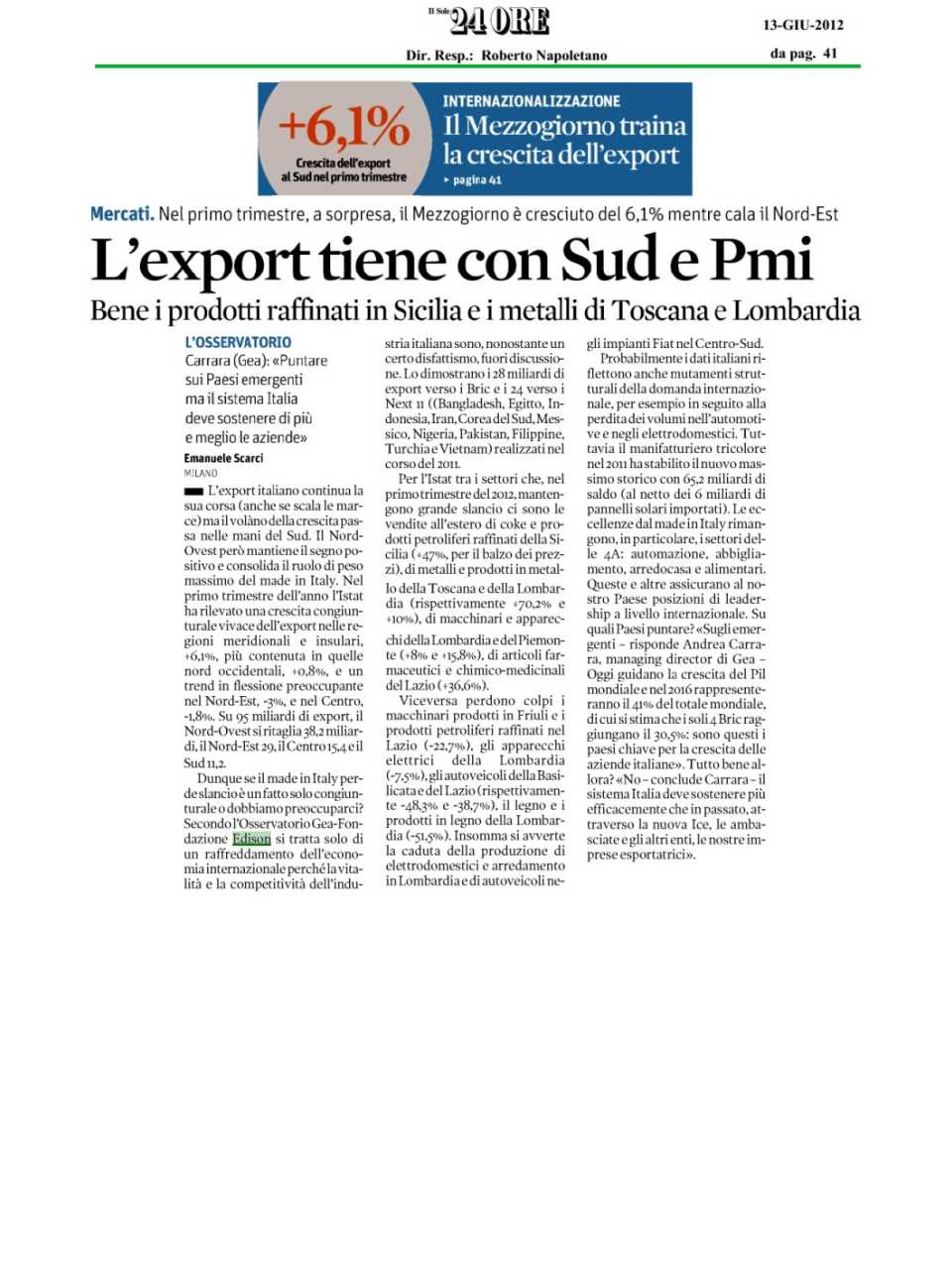 L'Export tiene con Sud e PMI