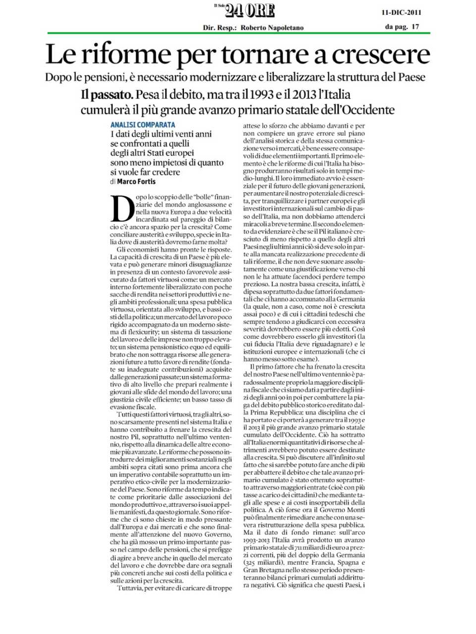Le riforme per tornare a crescere