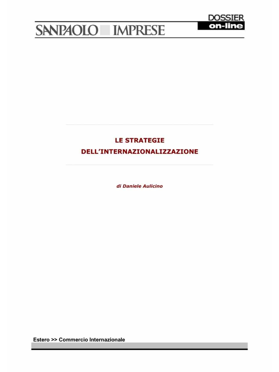 Le strategie dell'internazionalizzazione