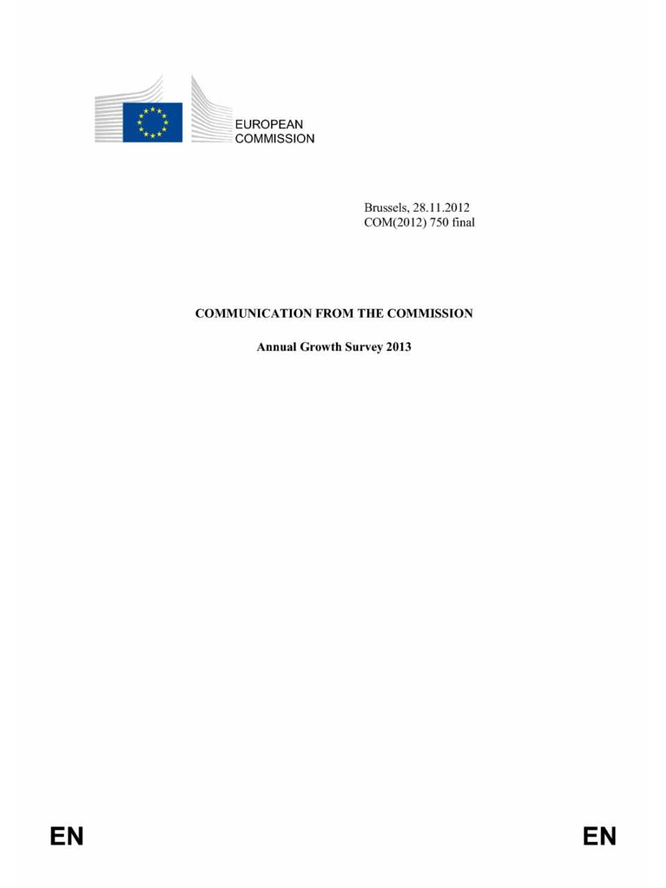 Annual growth survey 2013. Communication from the Commission