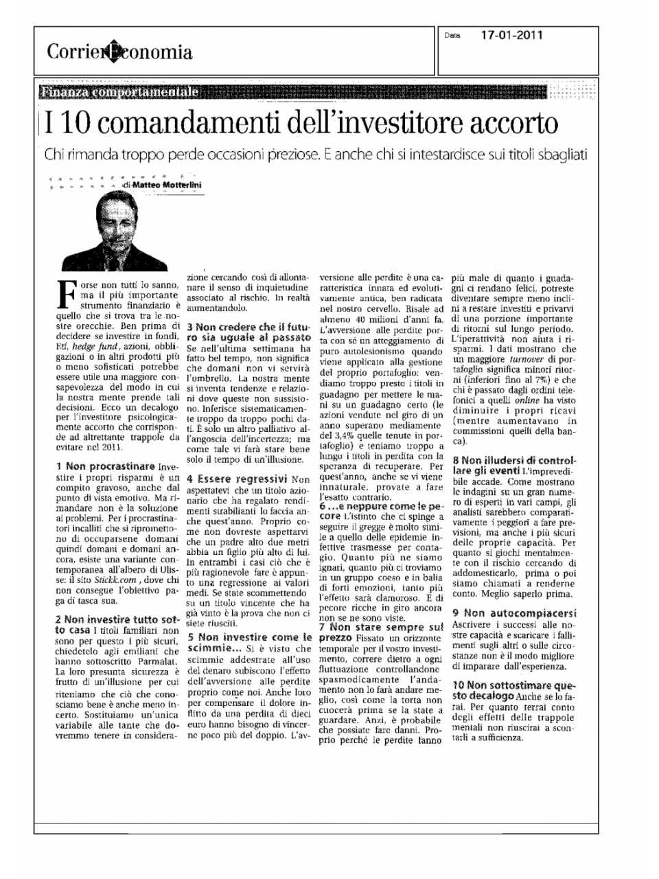 I 10 comandamenti dell'investitore accorto