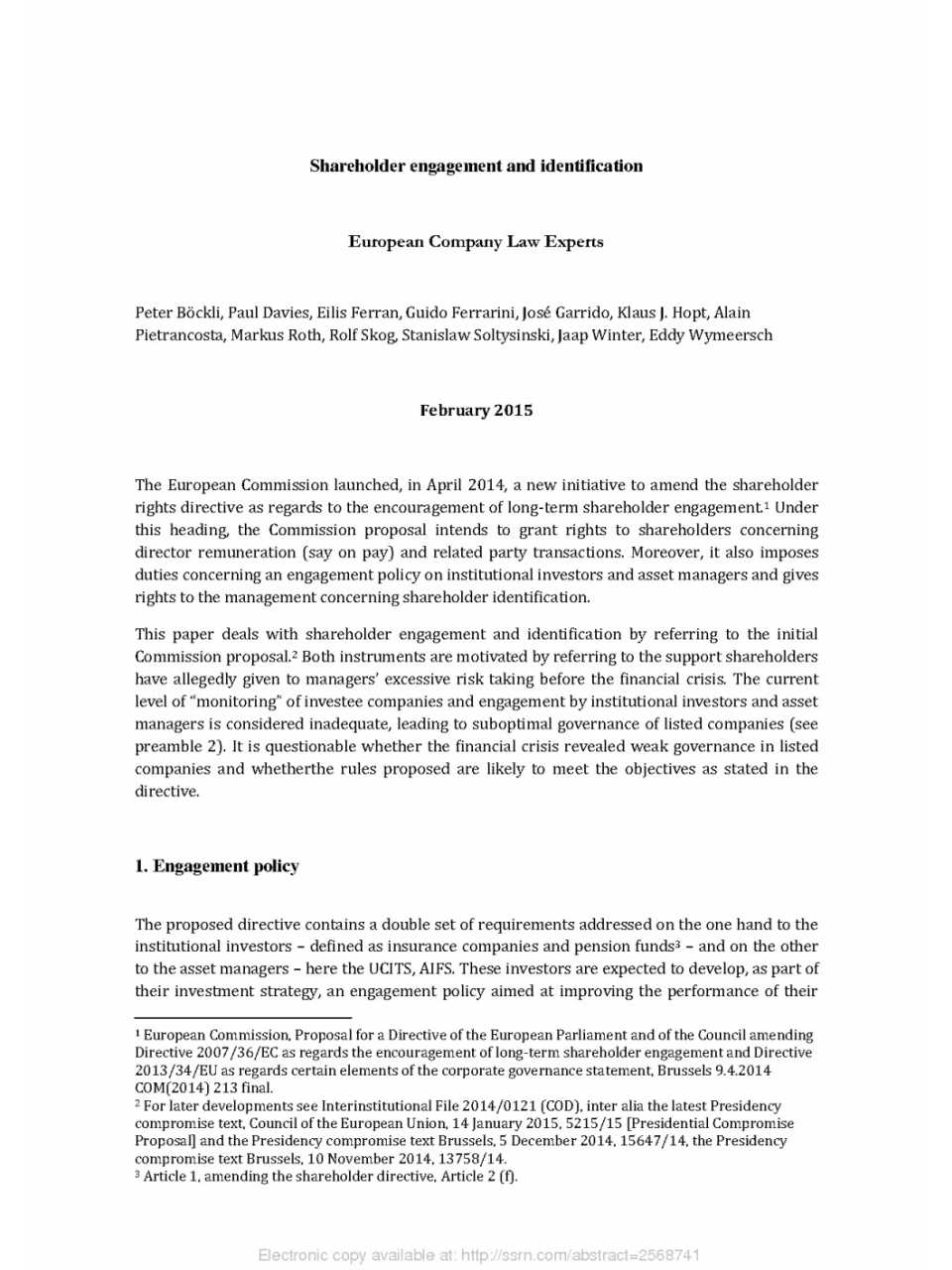 Shareholder Engagement and Identification