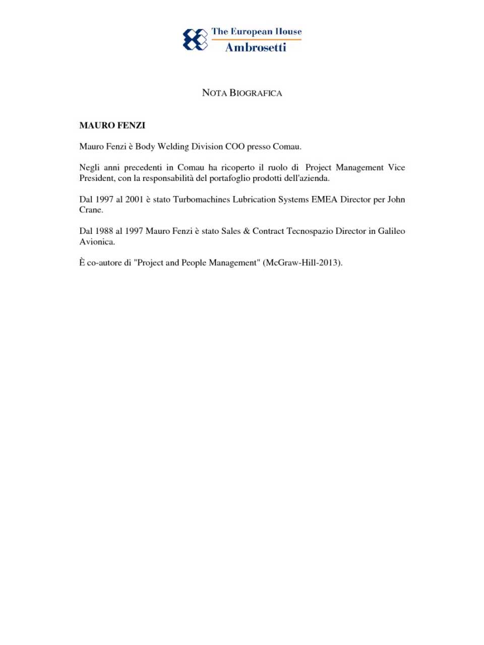 Nota biografica - Mauro Fenzi