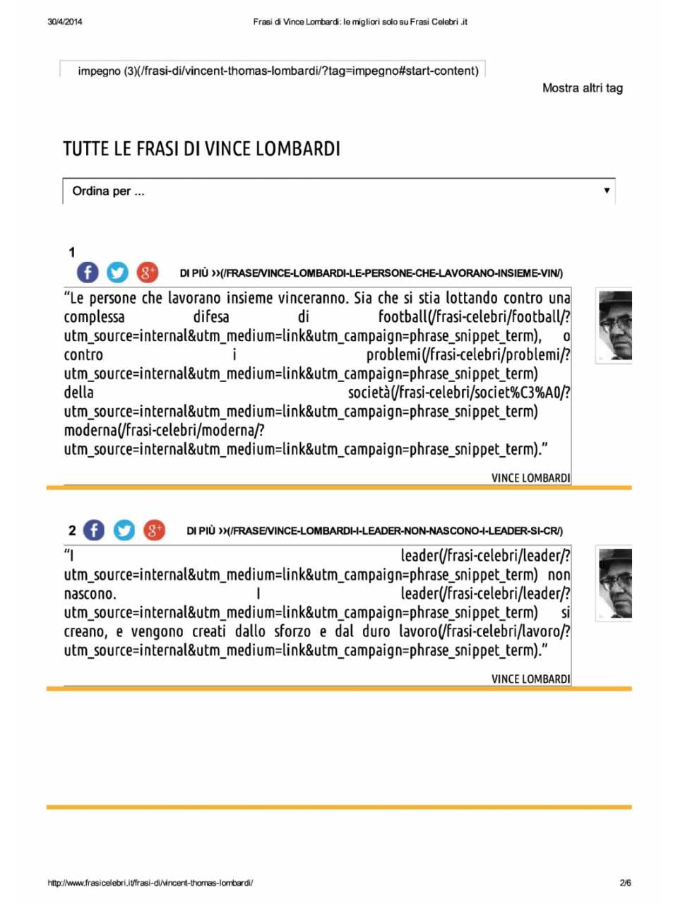 Frasi celebri di Vince Lombardi