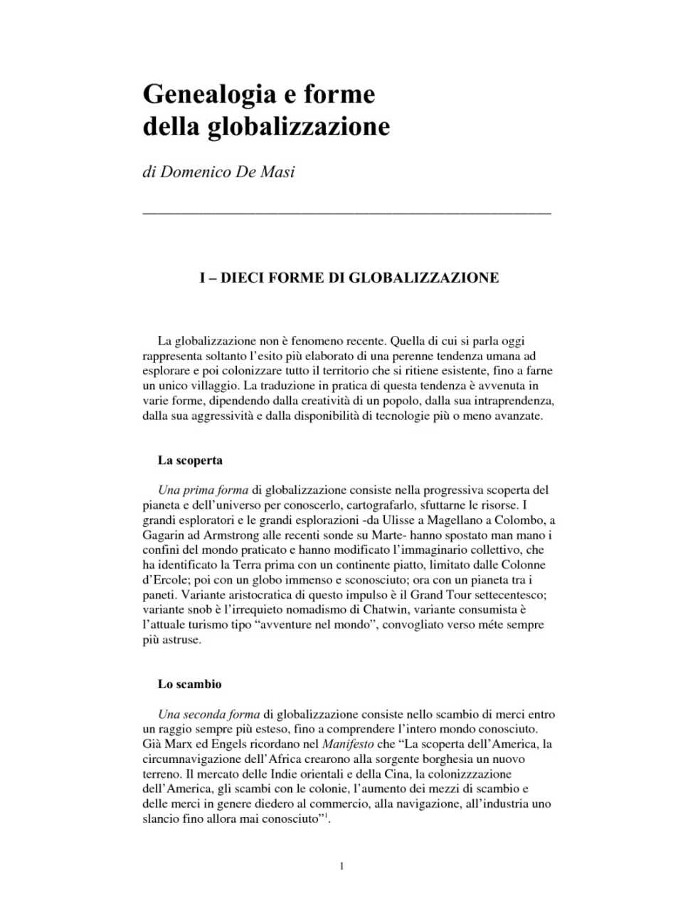 Genealogia e forme della globalizzazione