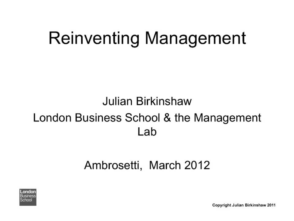 Reinventing Management - Challenges