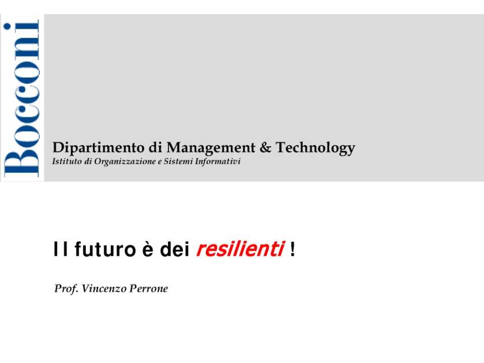 Il futuro è dei resilienti
