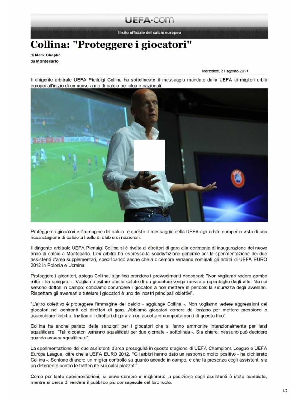 Collina: Proteggere i giocatori
