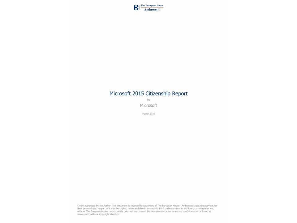 Microsoft 2015 Citizenship Report