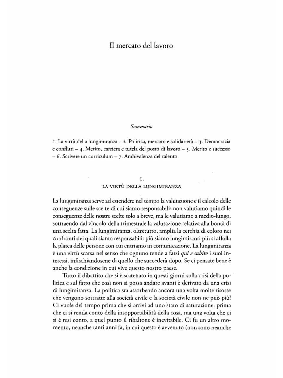Il mercato del lavoro