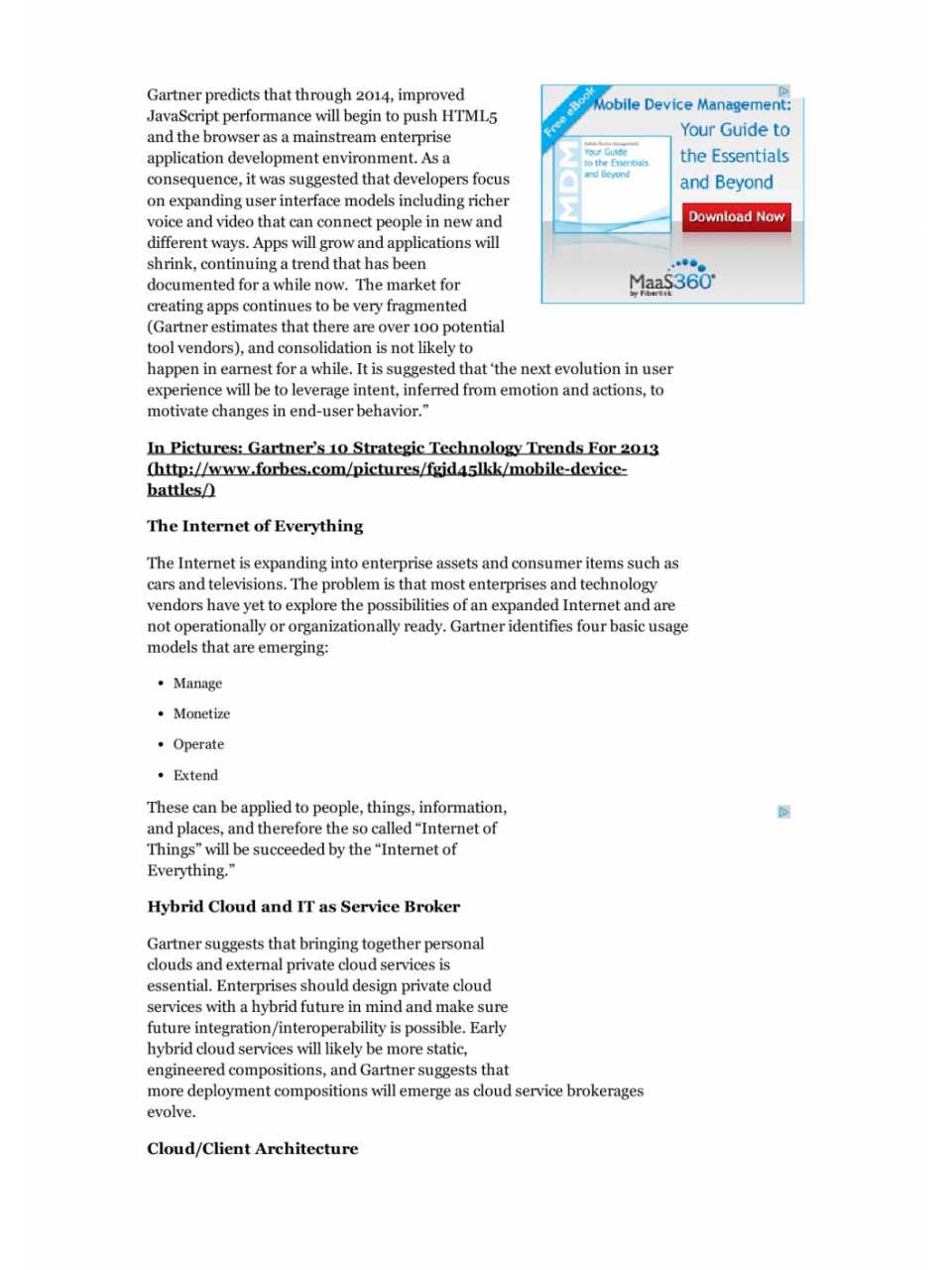 Gartner: top 10 strategic technology trends for 2014