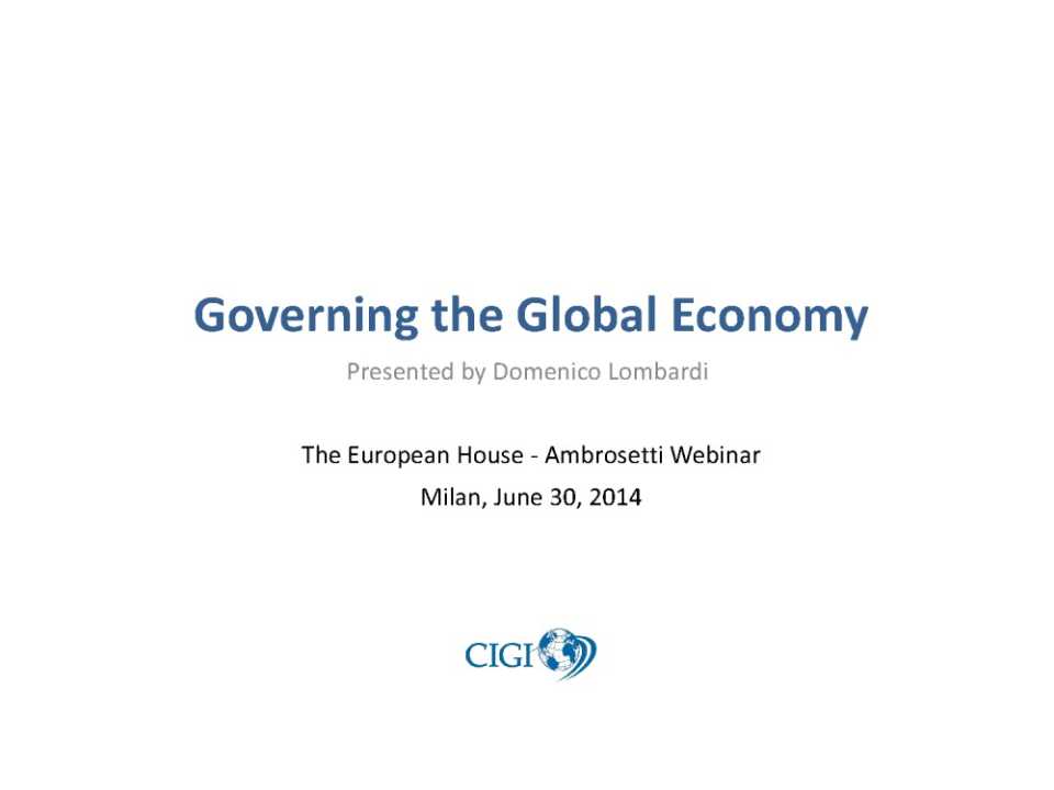 Governing the global economy