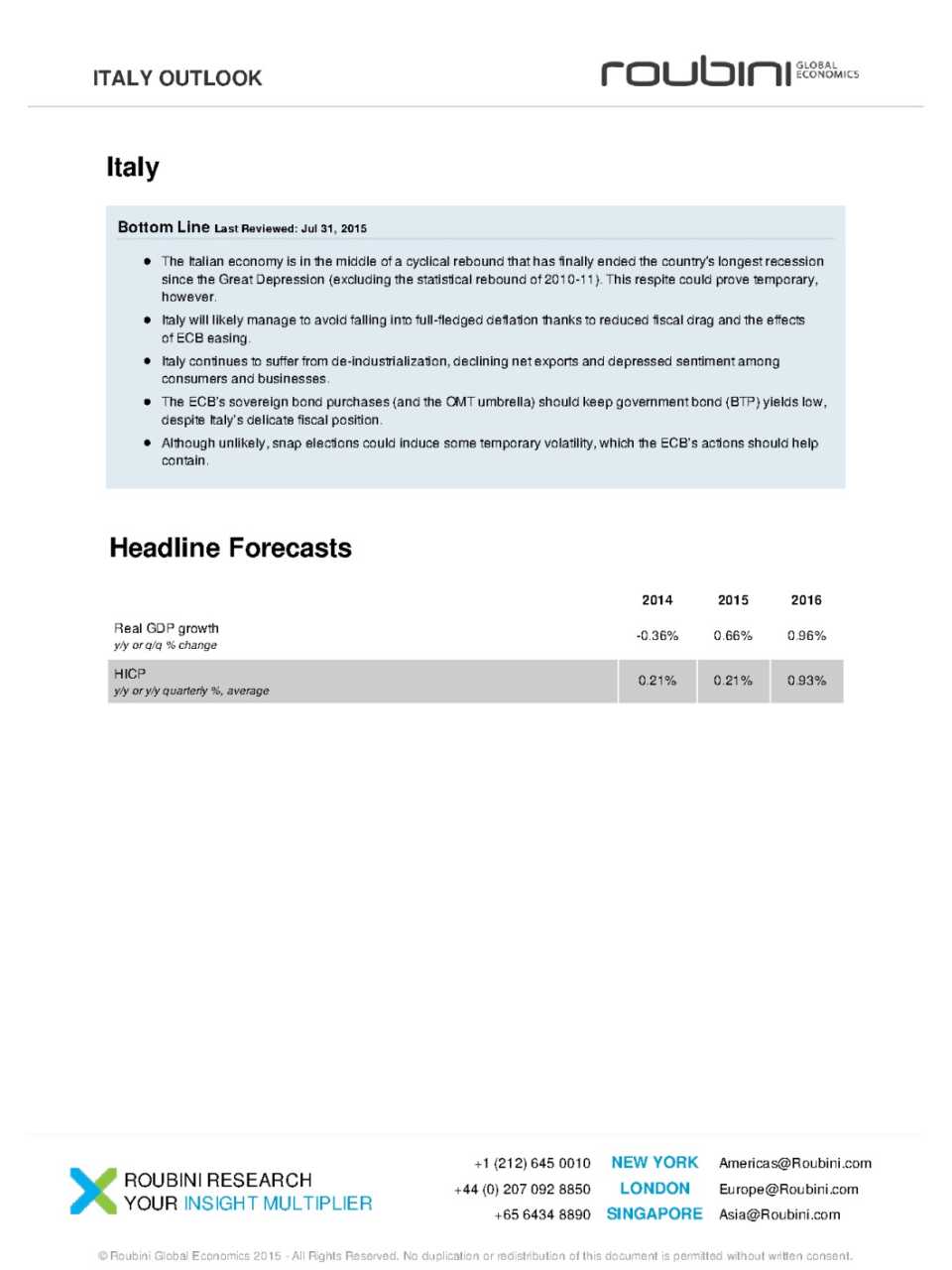 Italy outlook
