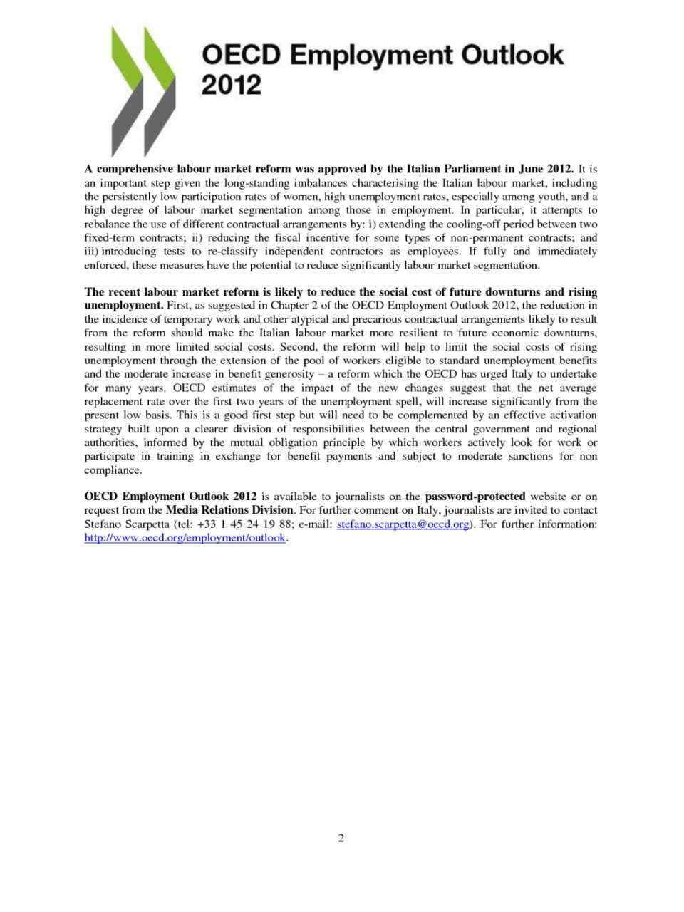 OECD Employment Outlook 2012