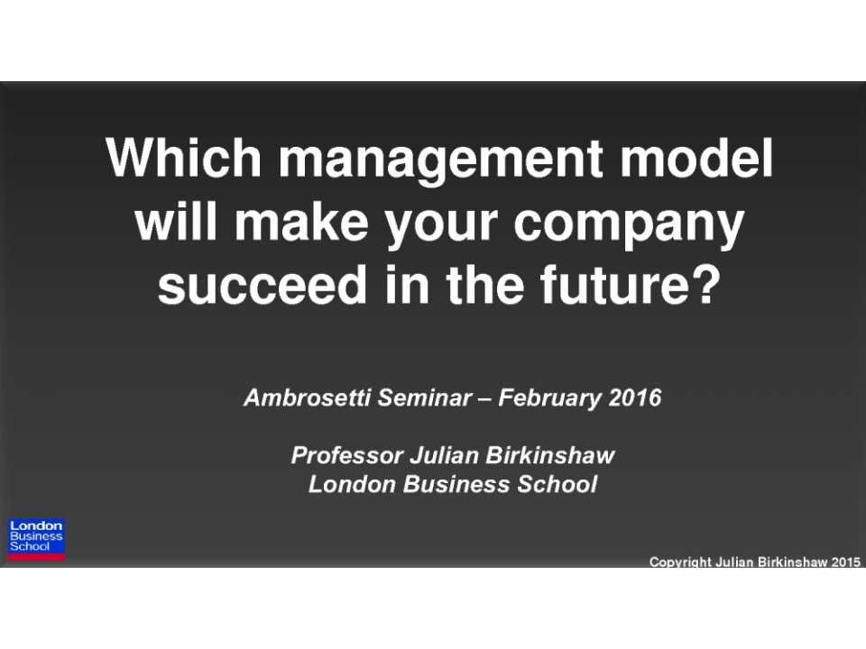 Which management model will make your company