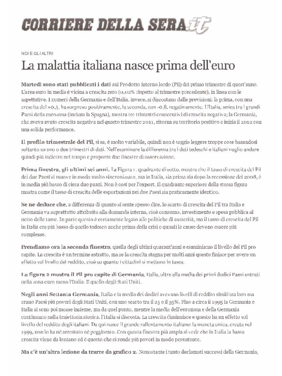 La malattia italiana nasce prima dell'Euro