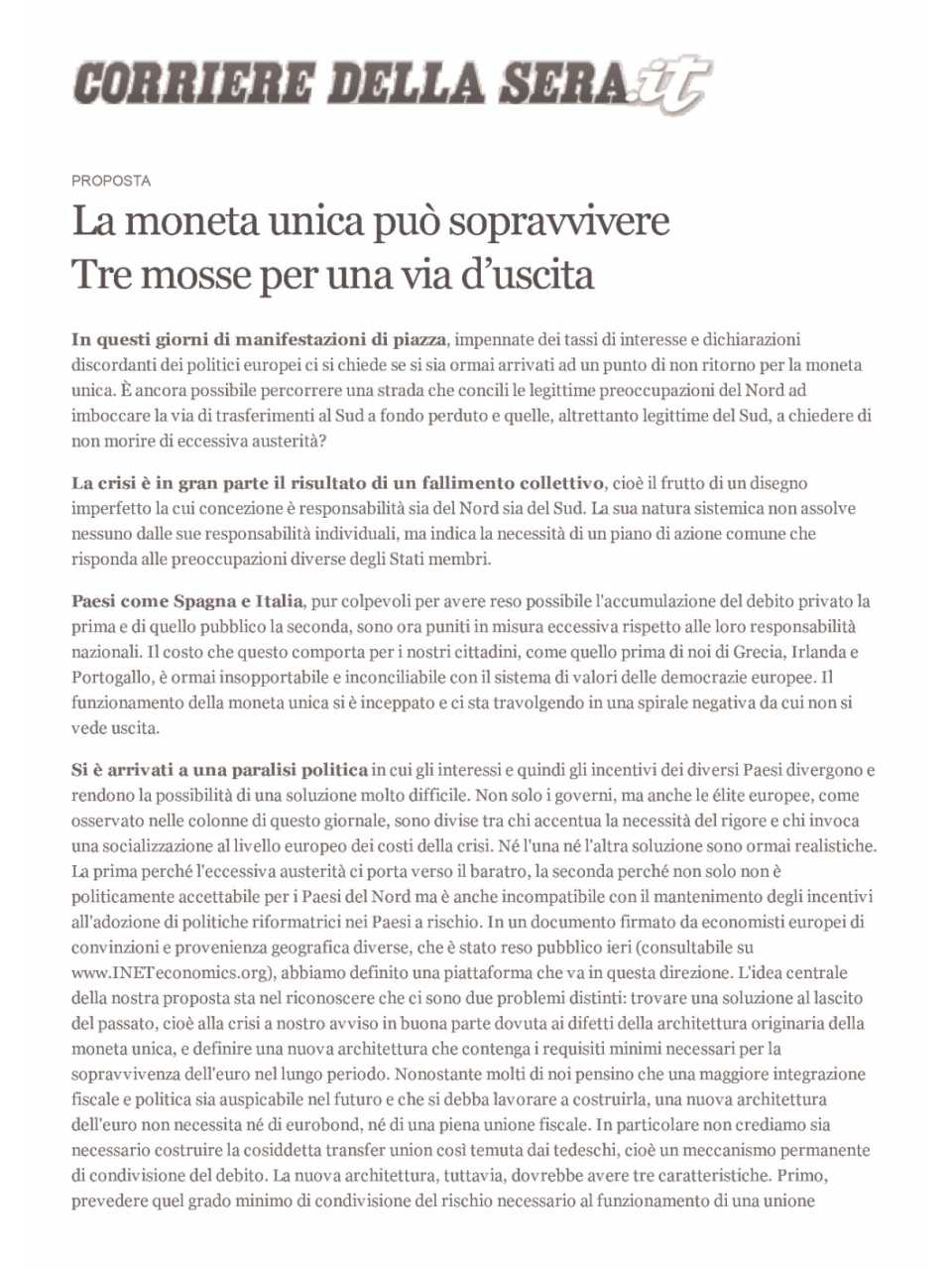 La moneta unica può sopravvivere. Tre mosse per una via d'uscita