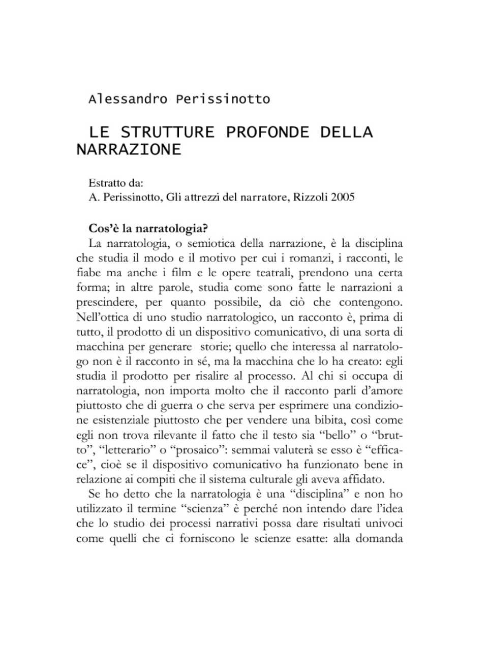 Le strutture profonde della narrazione