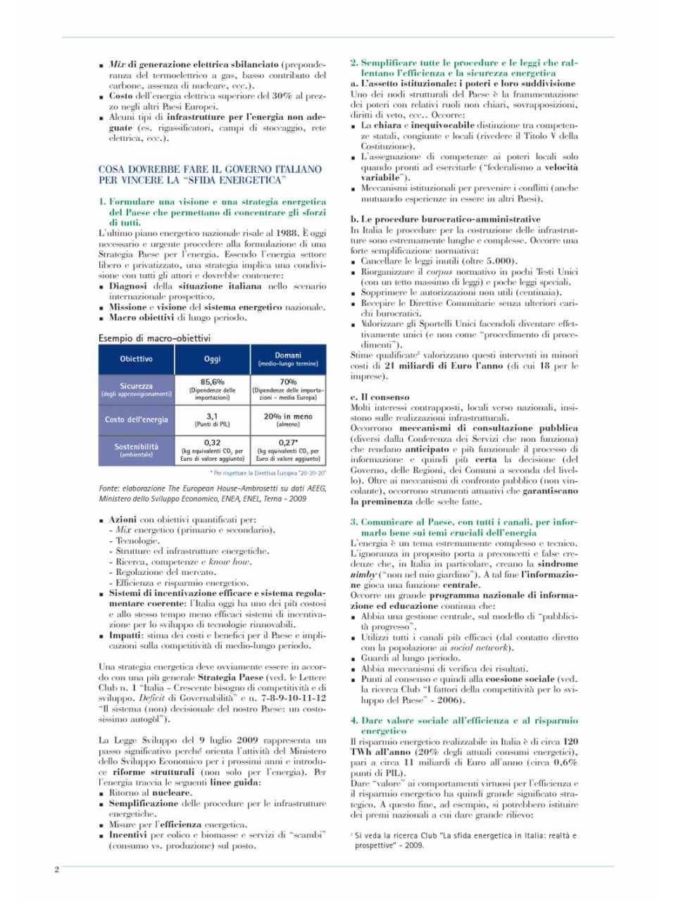 La sfida energetica per l'Italia