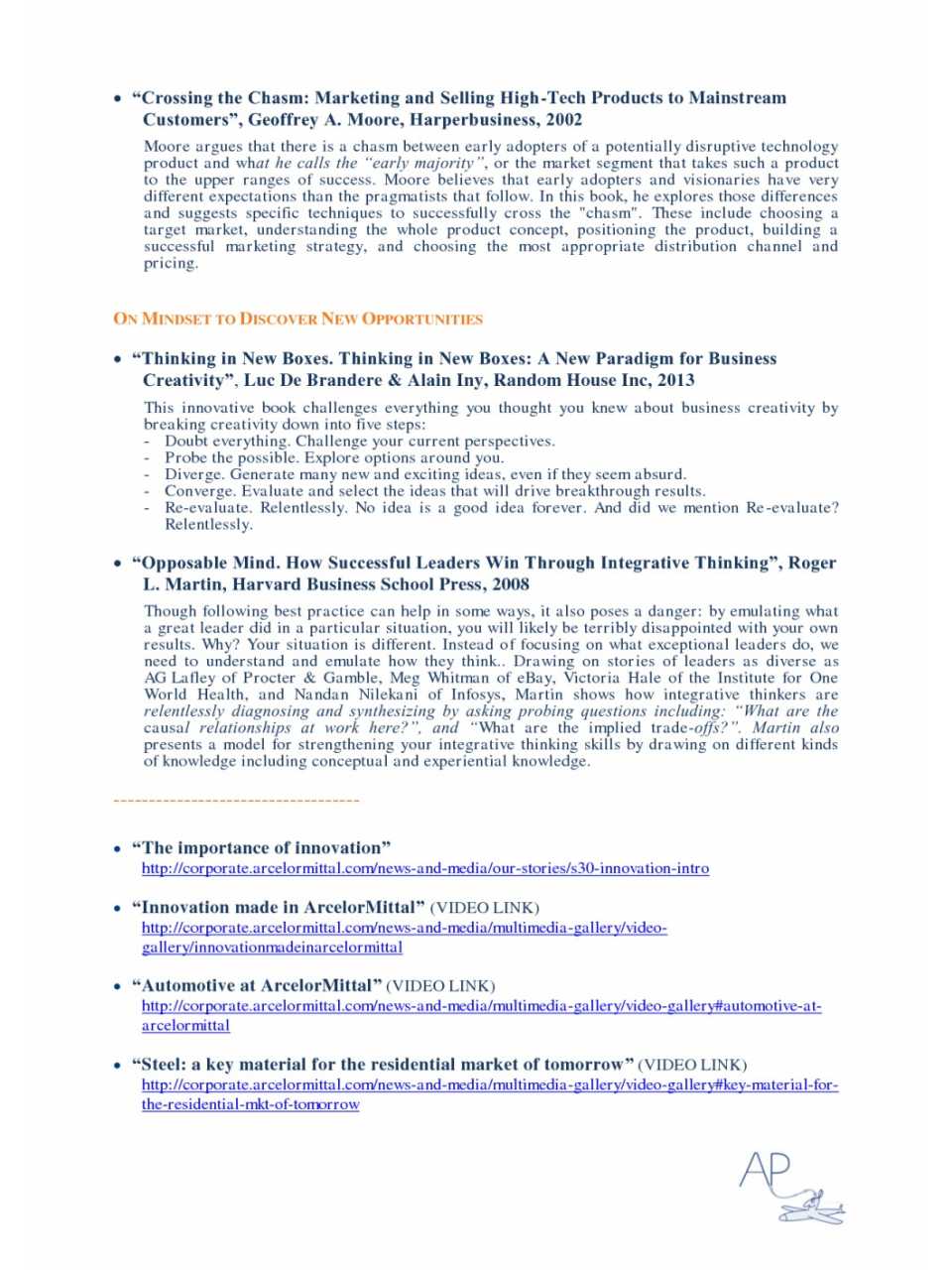 Suggested Readings on Innovations