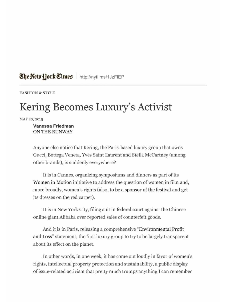 Kering Becomes Luxury's Activist