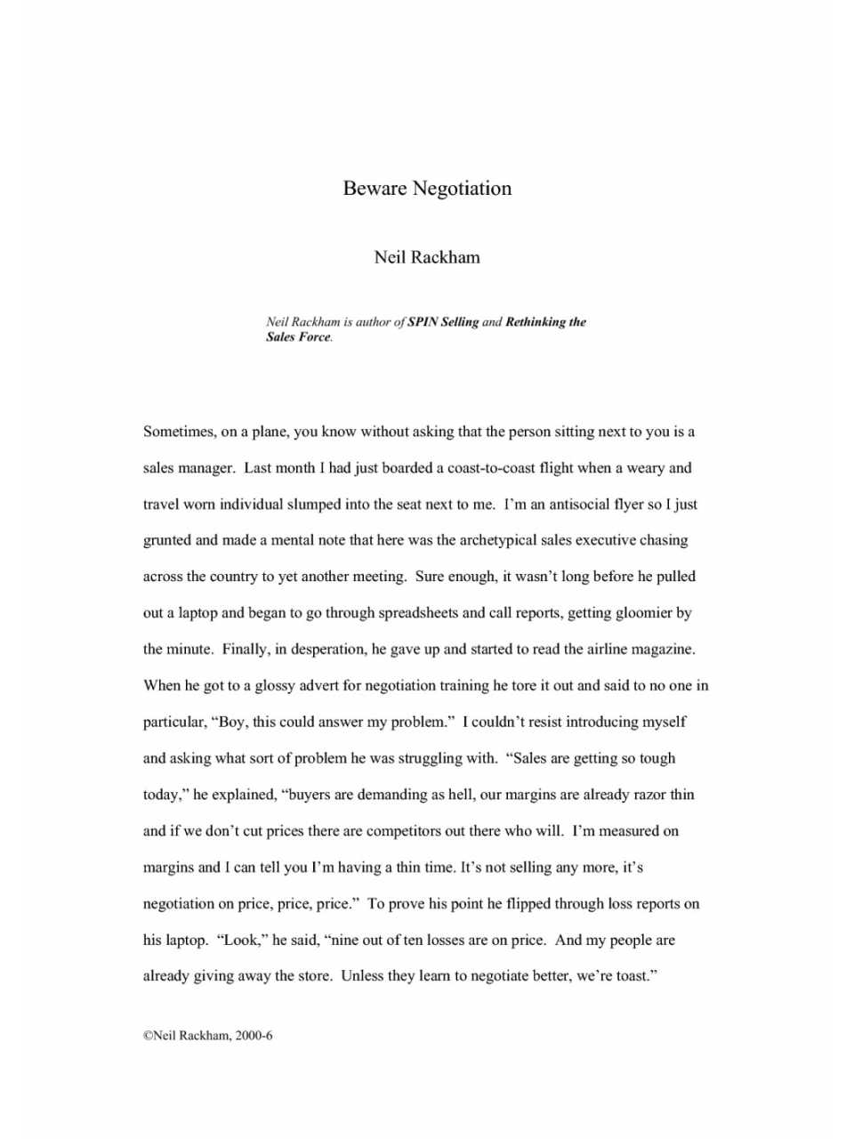 Beware negotiation