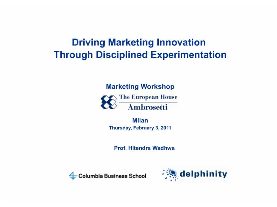 Driving marketing innovation through disciplined experimentation
