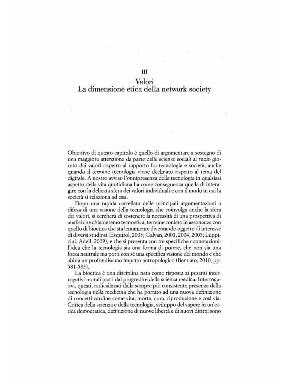 Valori. La dimensione etica della network society
