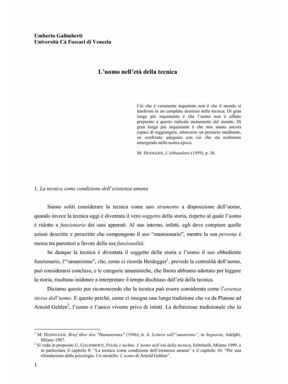 L'uomo nell'età della tecnica