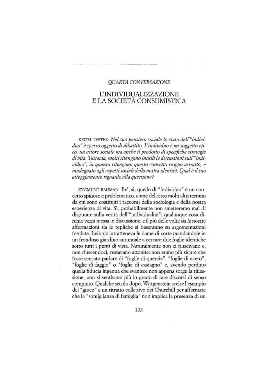 L'individualizzazione e la società consumistica