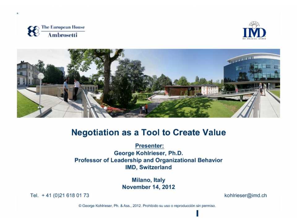 Negotiation as a tool to create value