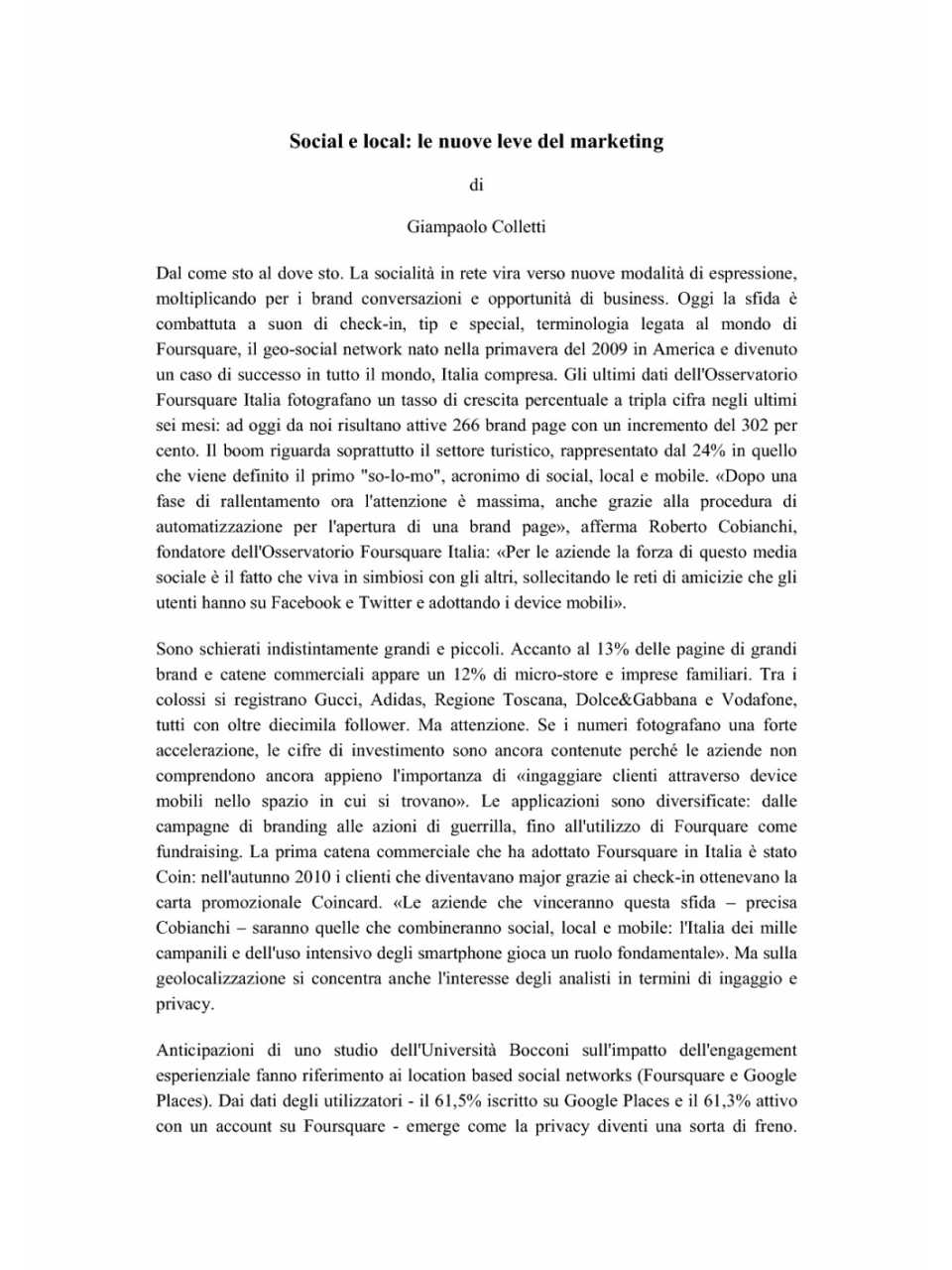 Social e local: le nuove leve del marketing