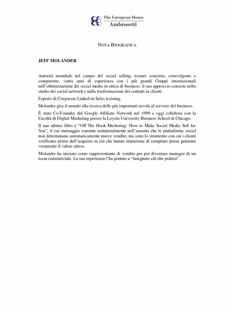 Nota biografica - Jeff Molander