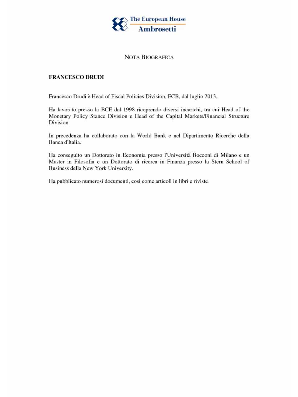 Nota biografica - Francesco Drudi