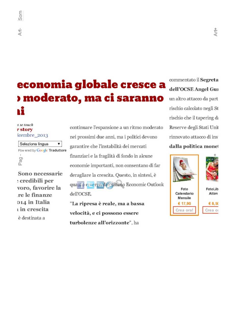 OCSE: l'economia globale cresce a un ritmo moderato, ma ci saranno dei rischi
