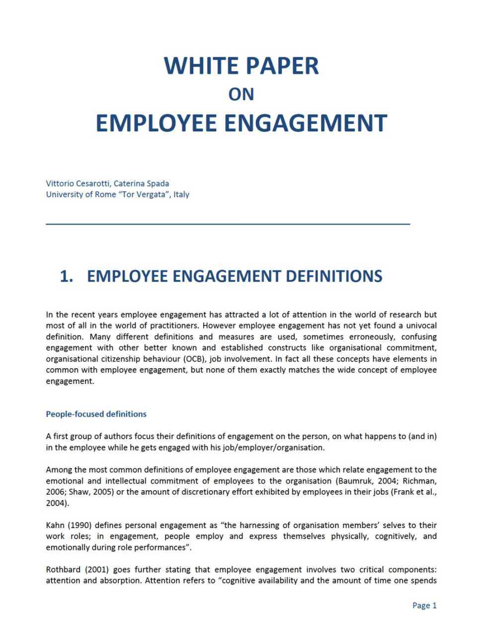 White paper on employee engagement