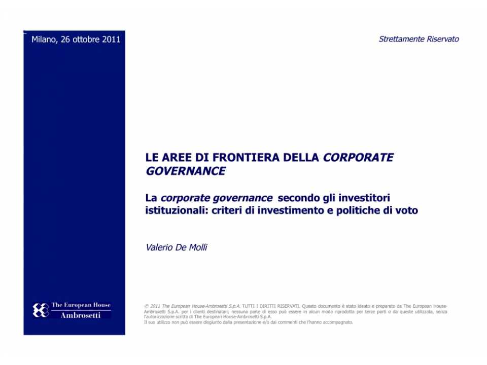 Le aree di frontiera della Corporate Governance (Parte 1)