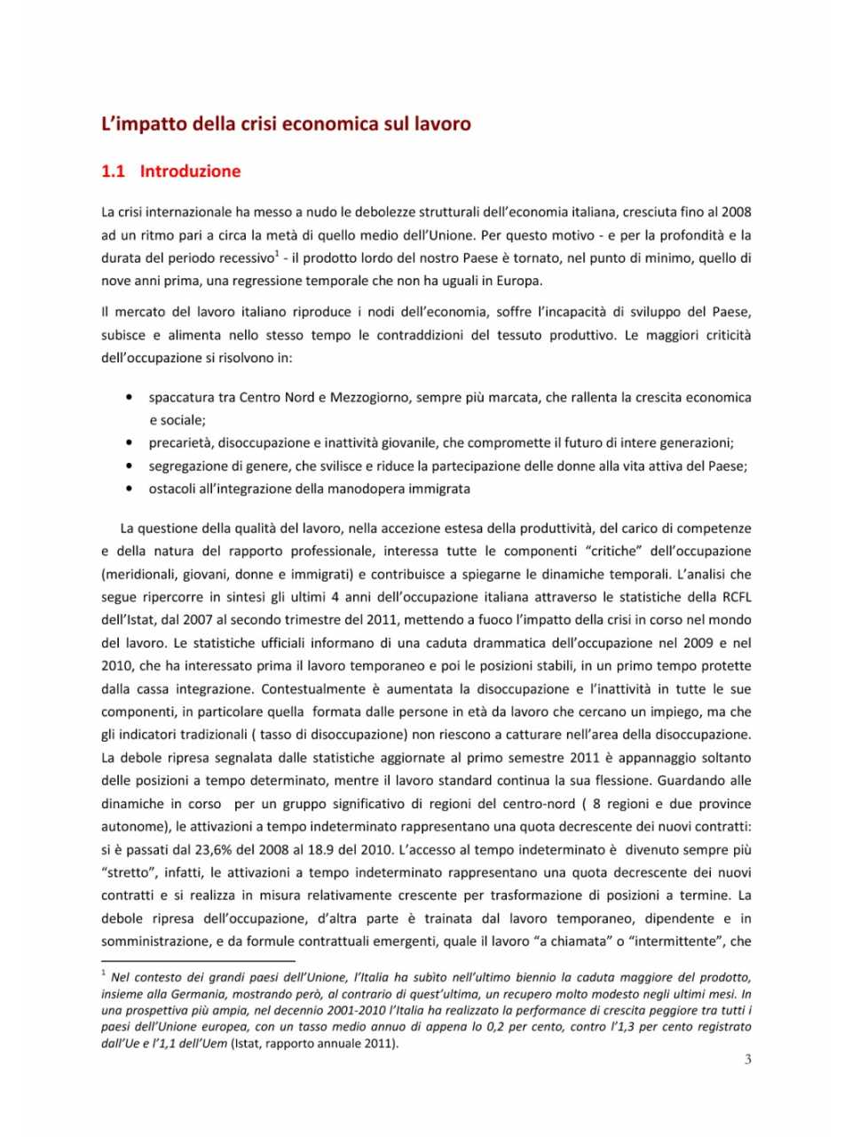 L'impatto della crisi economica sul lavoro