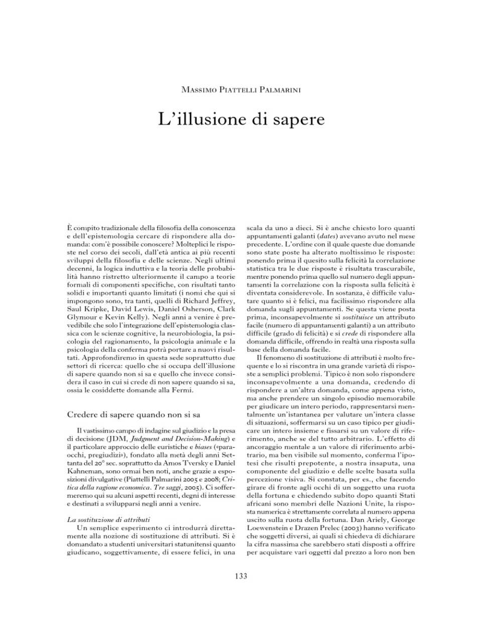 L'illusione di sapere