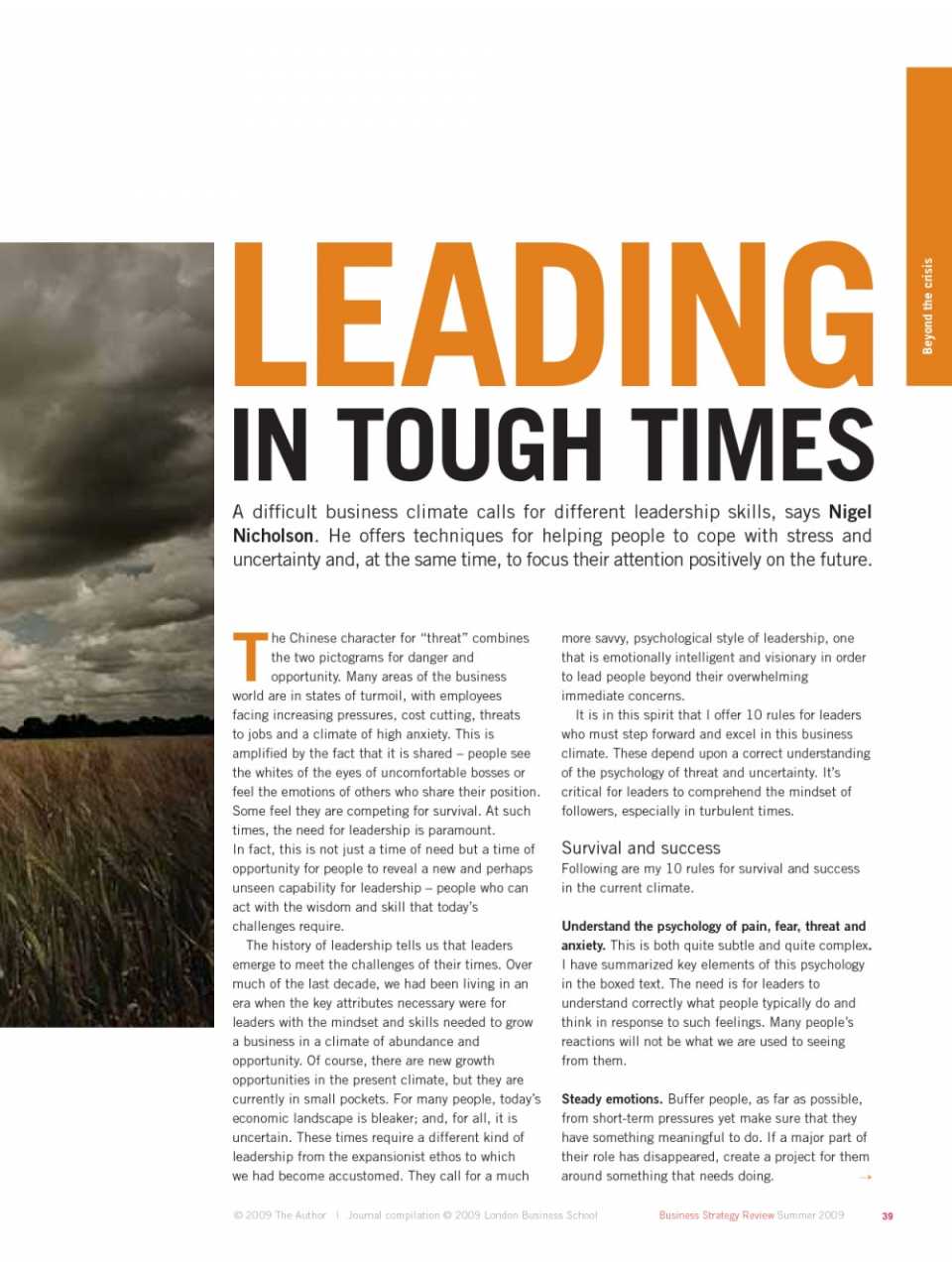 Leading in tough times