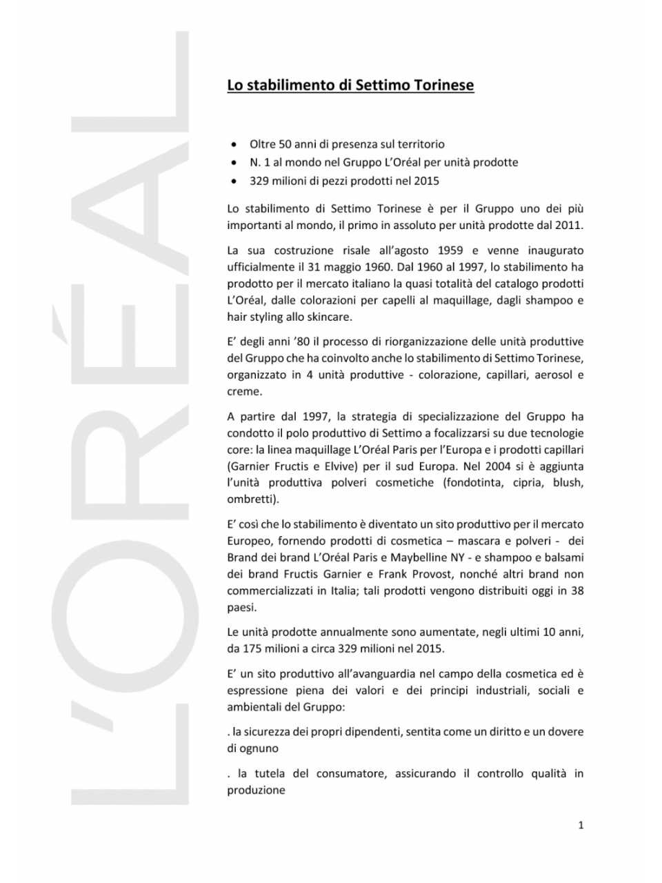 Lo Stabilimento di Settimo Torinese