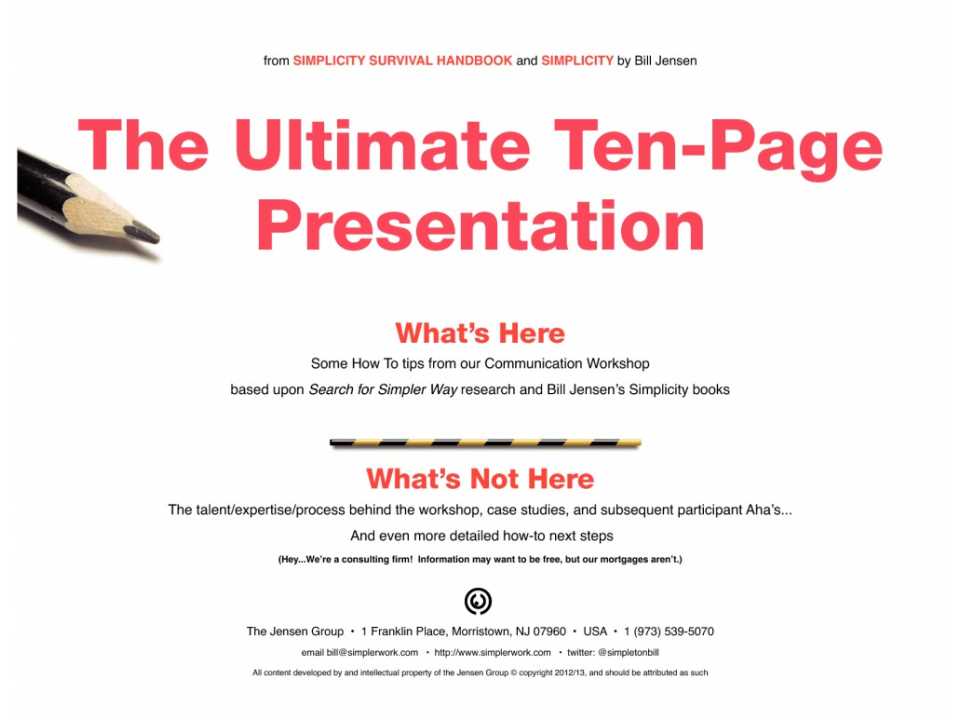 The ultimate ten-page presentation