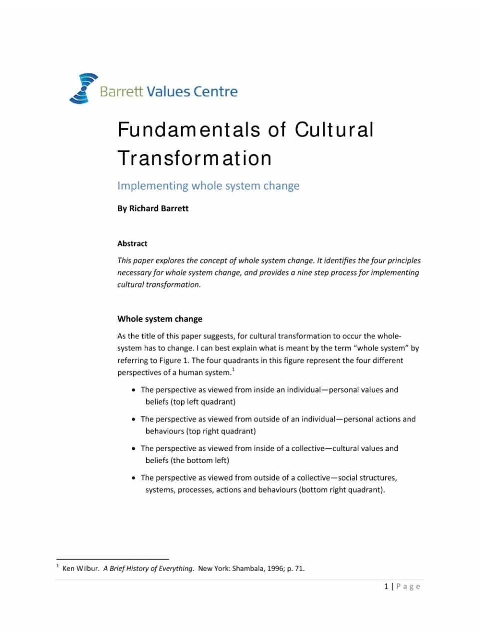 Fundamentals of cultural transformation