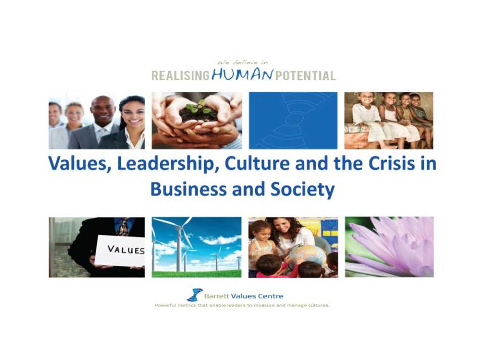 Presentation. Values, leadership, culture and the crisis